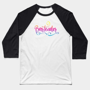 Bartender - Beach Fancy Script Baseball T-Shirt